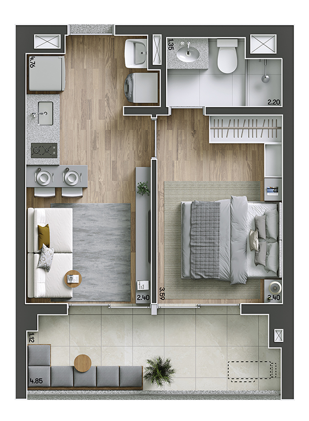 Apartamento à venda com 36m², 1 quarto sem vaga - 17