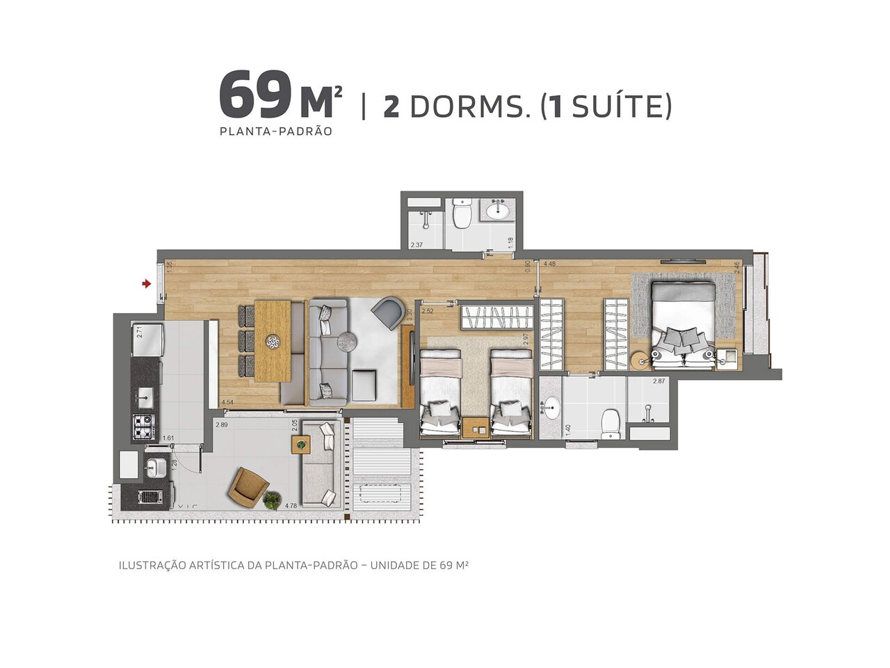 Apartamento à venda com 68m², 2 quartos com vaga - 19