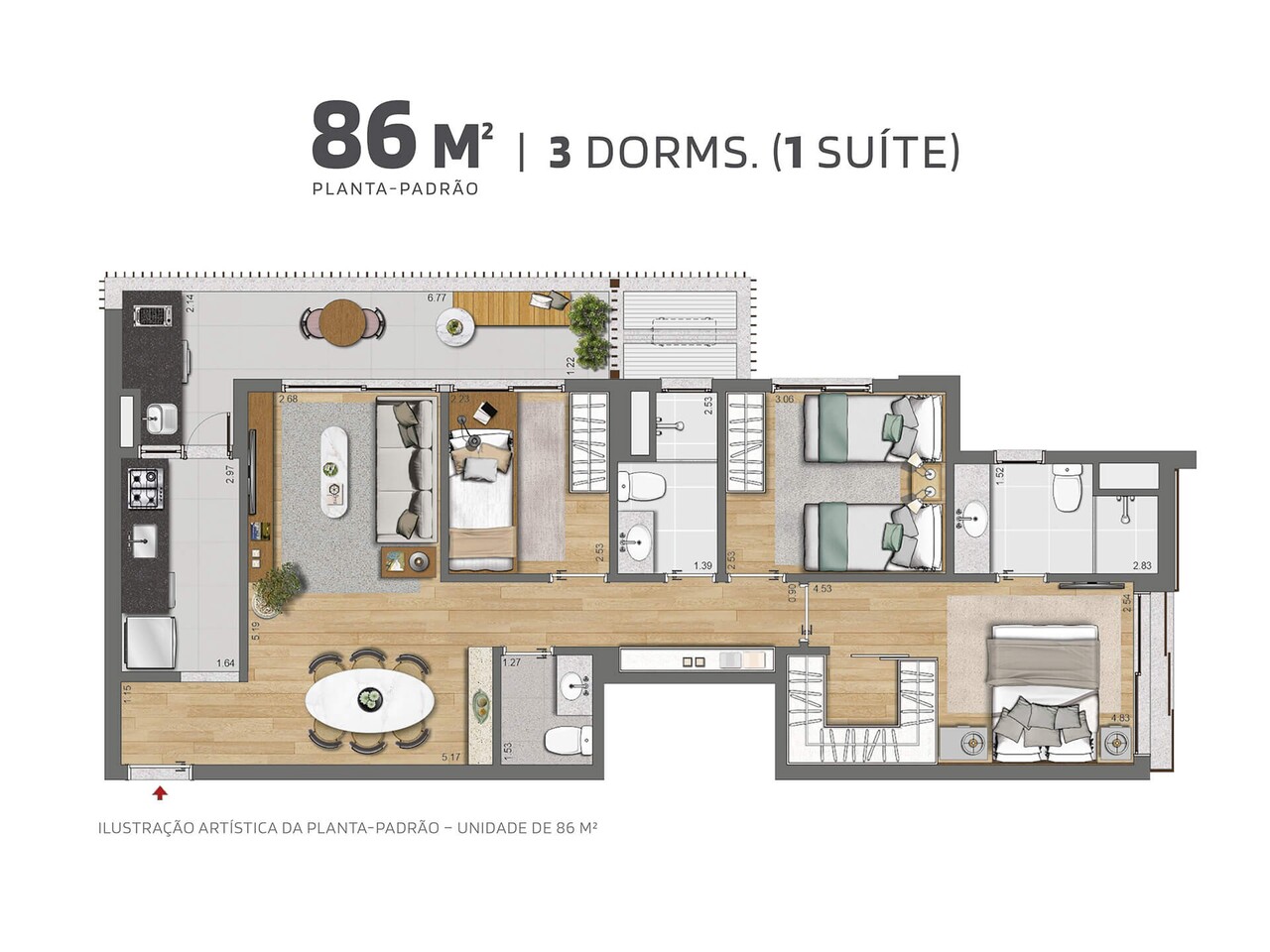 Apartamento à venda com 86m², 3 quartos com vaga - 19