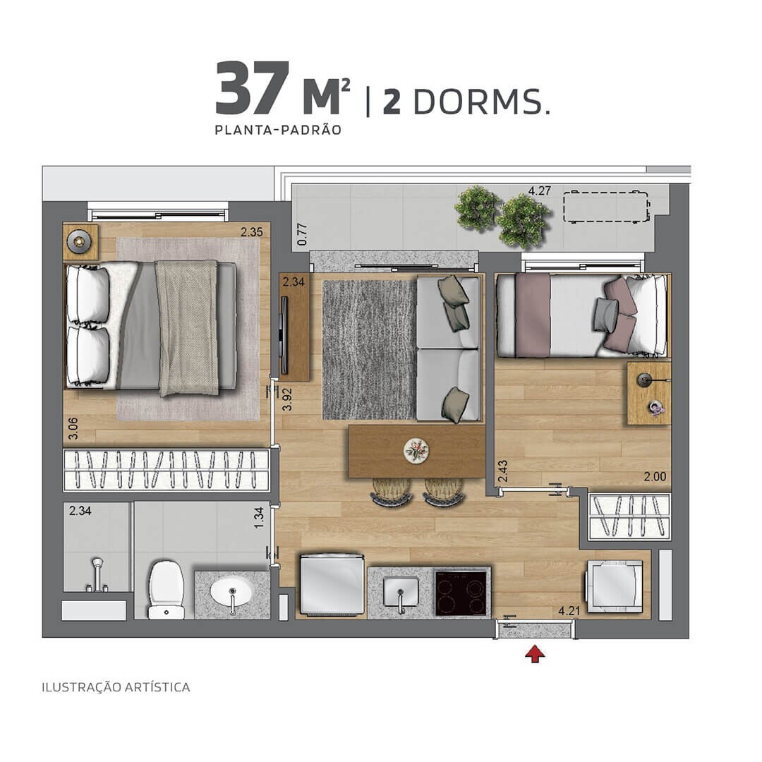 Apartamento à venda com 36m², 2 quartos sem vaga - 19
