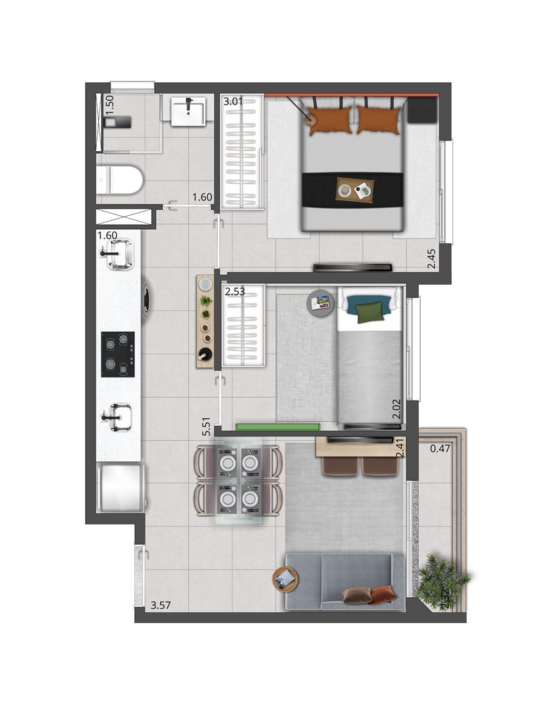 Apartamento à venda com 41m², 2 quartos com vaga - 23