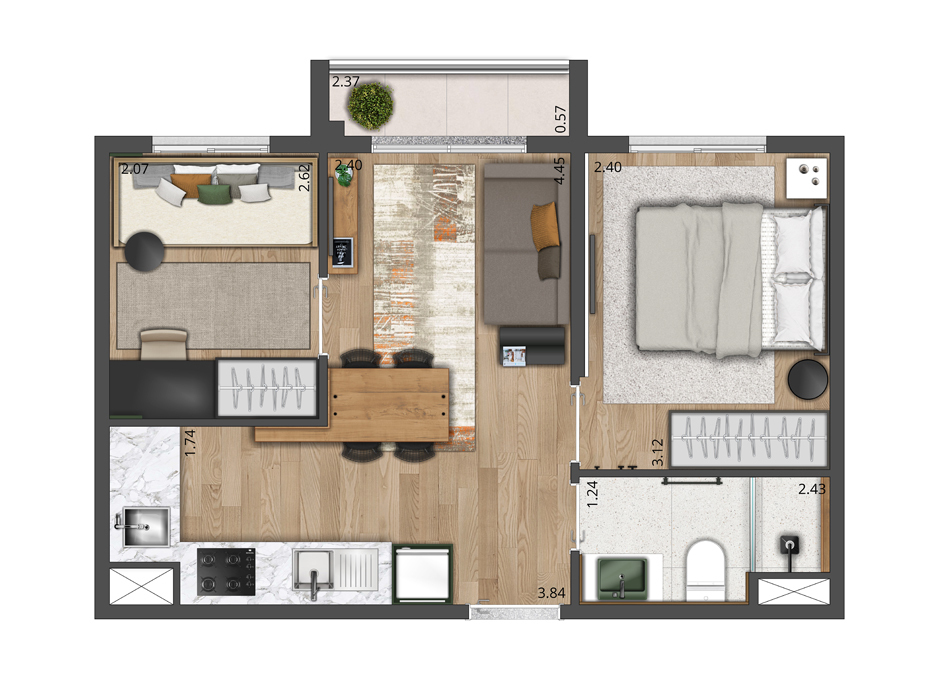 Apartamento à venda com 35m², 2 quartos sem vaga - 14