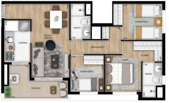 Apartamento à venda com 67m², 3 quartos com vaga - 18