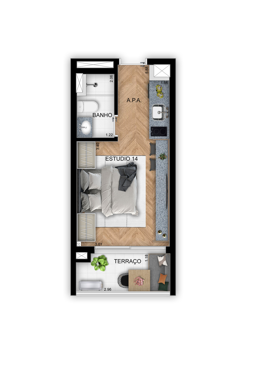 Studio à venda com 24m², 0 quartos sem vaga - 20