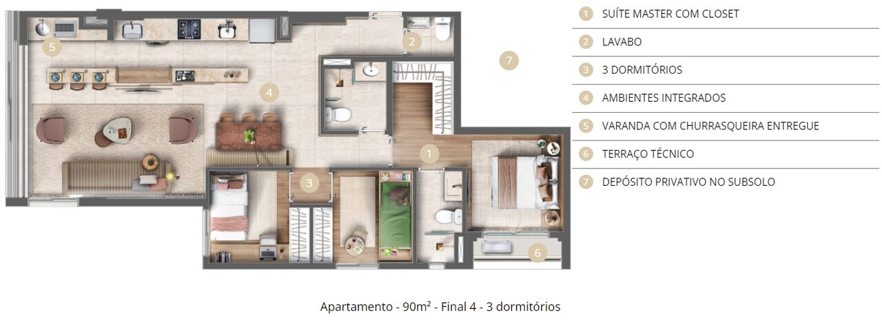 Apartamento à venda com 90m², 3 quartos com vaga - 49
