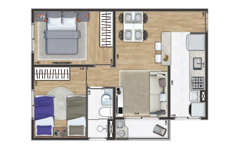 Apartamento à venda com 48m², 2 quartos com vaga - 23