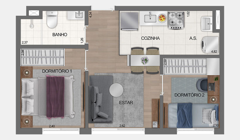 Apartamento à venda com 36m², 2 quartos sem vaga - 17