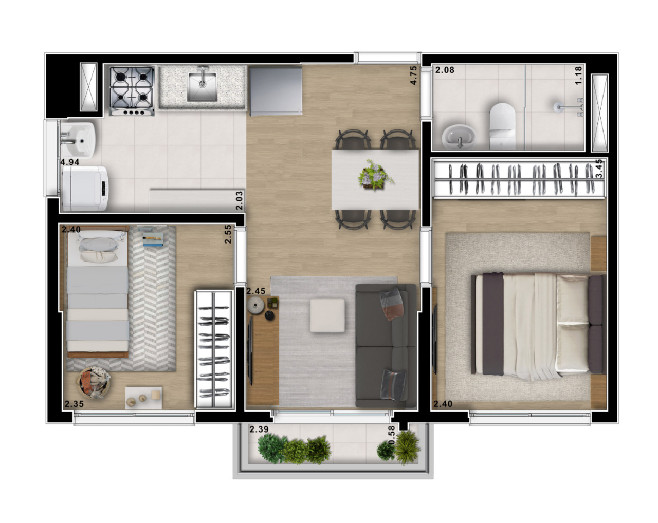 Apartamento à venda com 40m², 2 quartos sem vaga - 17