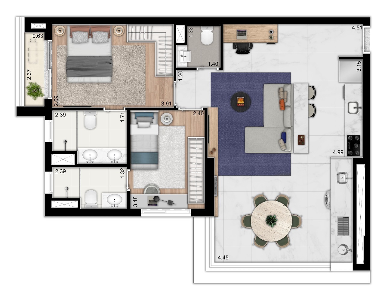 Apartamento à venda com 78m², 2 quartos com vaga - 21