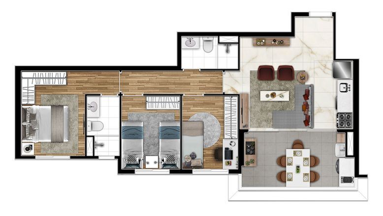 Apartamento à venda com 68m², 3 quartos com vaga - 20