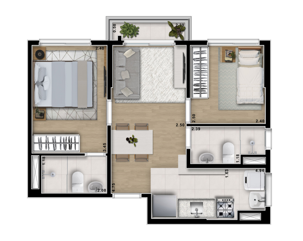 Apartamento à venda com 44m², 2 quartos sem vaga - 17