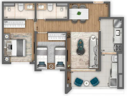 Apartamento à venda com 61m², 2 quartos com vaga - 12