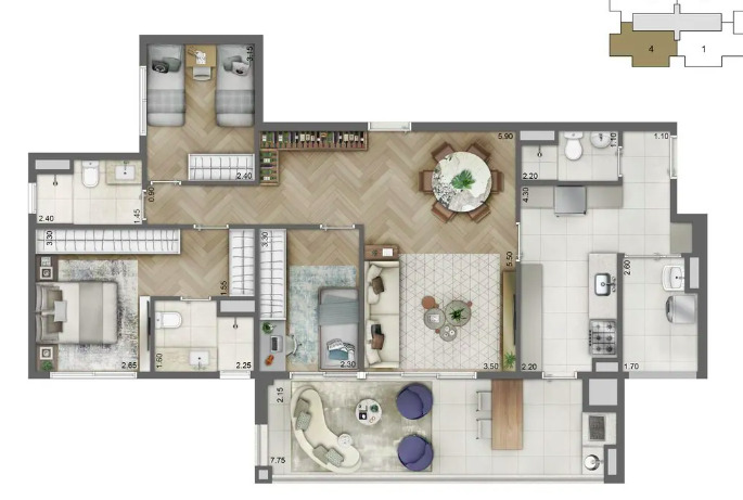 Apartamento à venda com 113m², 3 quartos com vaga - 26