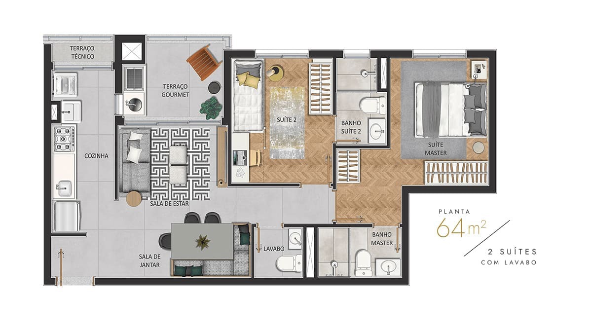 Apartamento à venda com 64m², 2 quartos com vaga - 19