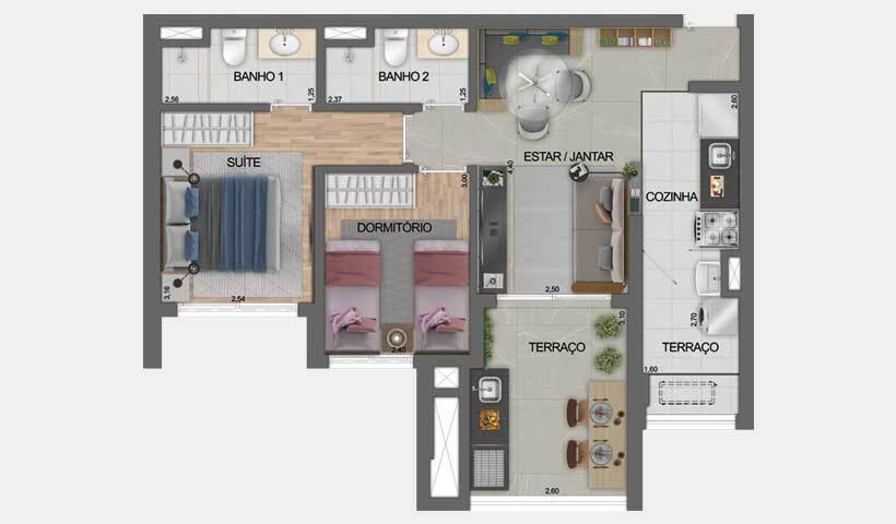 Apartamento à venda com 63m², 2 quartos com vaga - 27