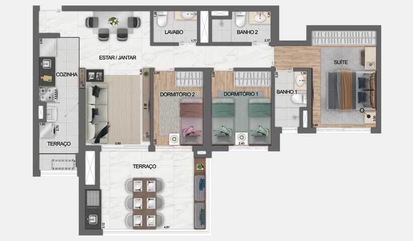Apartamento à venda com 91m², 3 quartos com vaga - 27