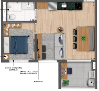 Apartamento à venda com 46m², 1 quarto sem vaga - 21