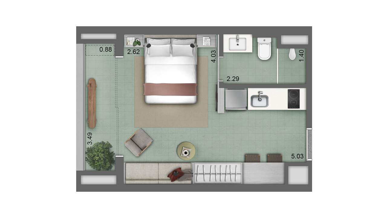 Studio à venda com 30m², 0 quartos sem vaga - 23
