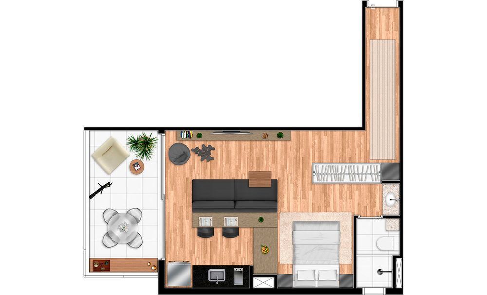 Studio à venda com 47m², 1 quarto com vaga - 17