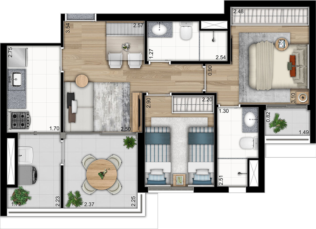 Apartamento à venda com 56m², 2 quartos com vaga - 33