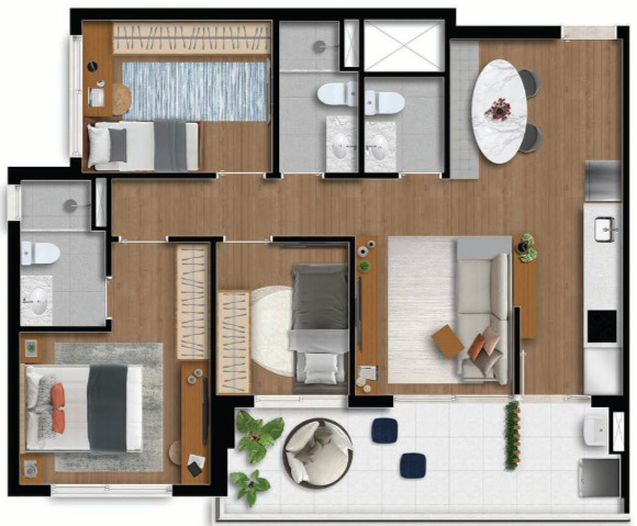 Apartamento à venda com 78m², 3 quartos com vaga - 21