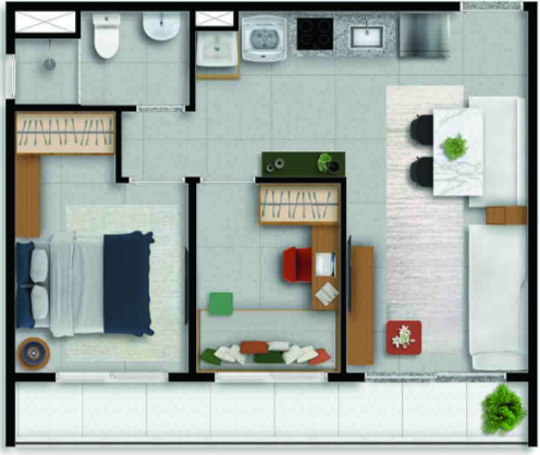 Apartamento à venda com 44m², 2 quartos sem vaga - 18