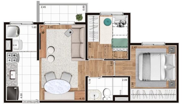 Apartamento à venda com 46m², 2 quartos com vaga - 24