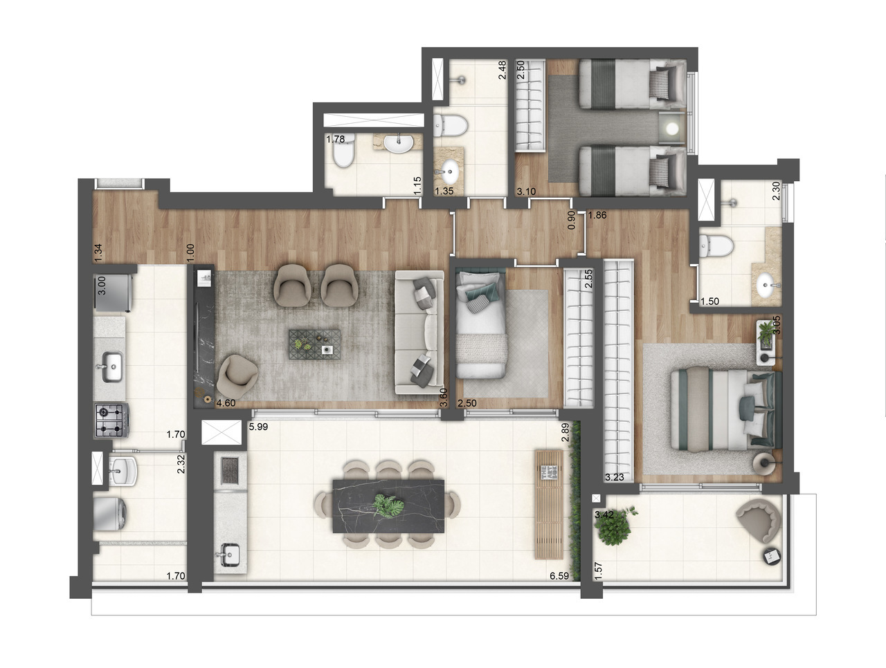 Apartamento à venda com 107m², 3 quartos com vaga - 15