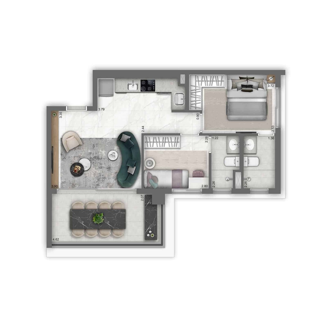 Apartamento à venda com 61m², 2 quartos sem vaga - 18