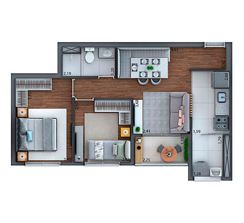 Apartamento à venda com 46m², 2 quartos com vaga - 25