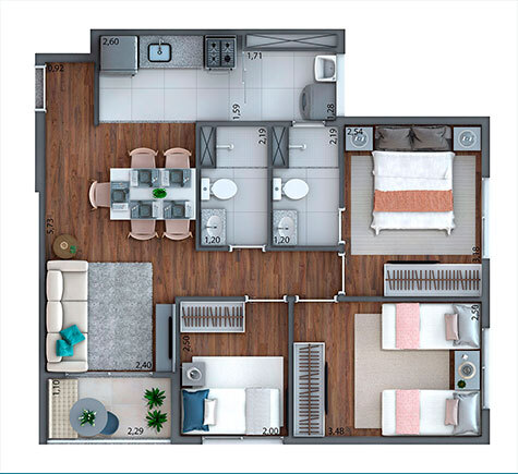 Apartamento à venda com 58m², 3 quartos com vaga - 25