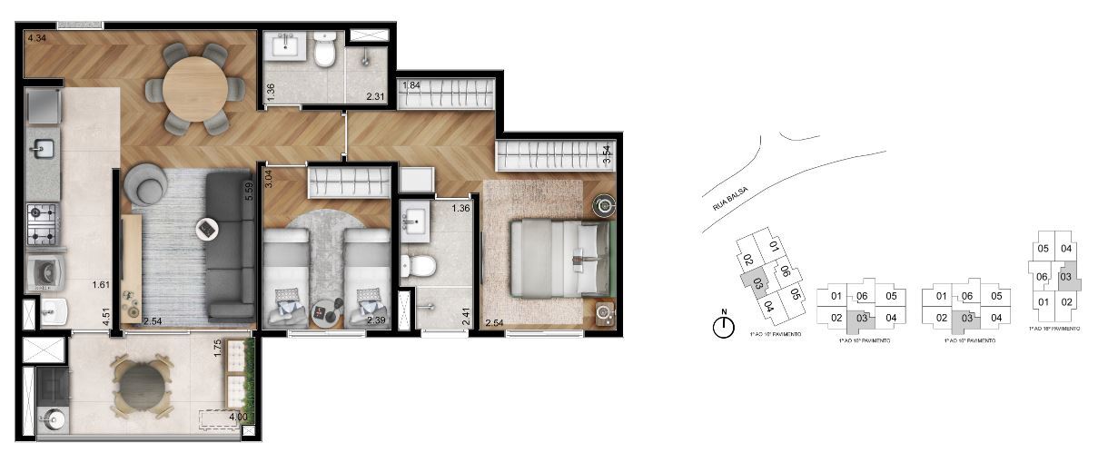 Apartamento à venda com 67m², 2 quartos com vaga - 22