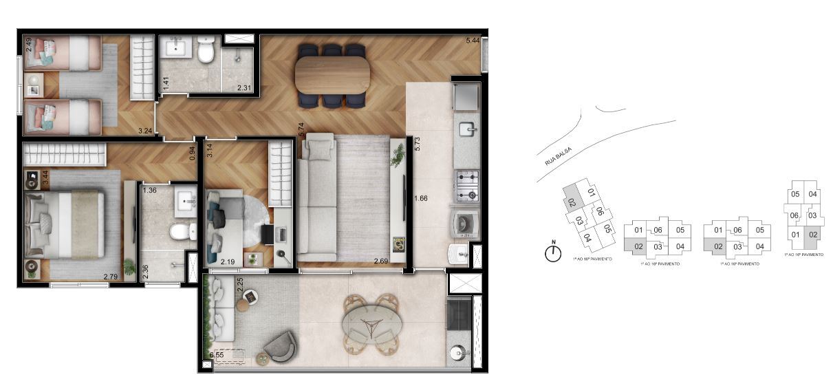 Apartamento à venda com 86m², 3 quartos com vaga - 22