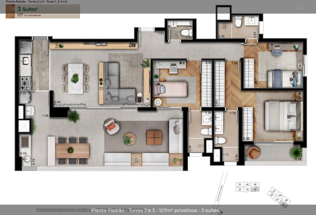Apartamento à venda com 127m², 3 quartos com vaga - 23