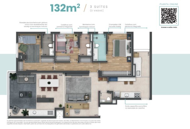 Apartamento à venda com 132m², 3 quartos com vaga - 19