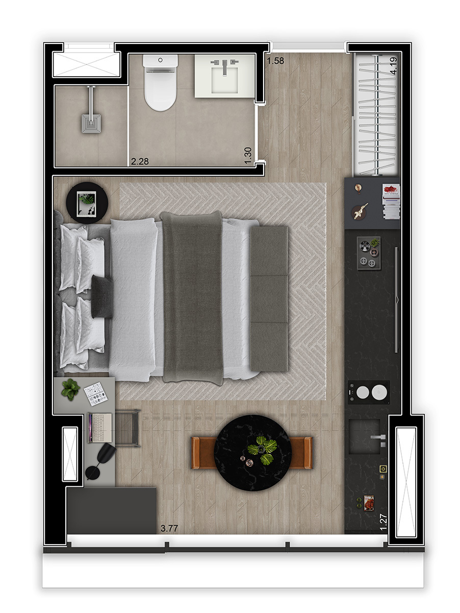 Studio à venda com 25m², 0 quartos sem vaga - 19