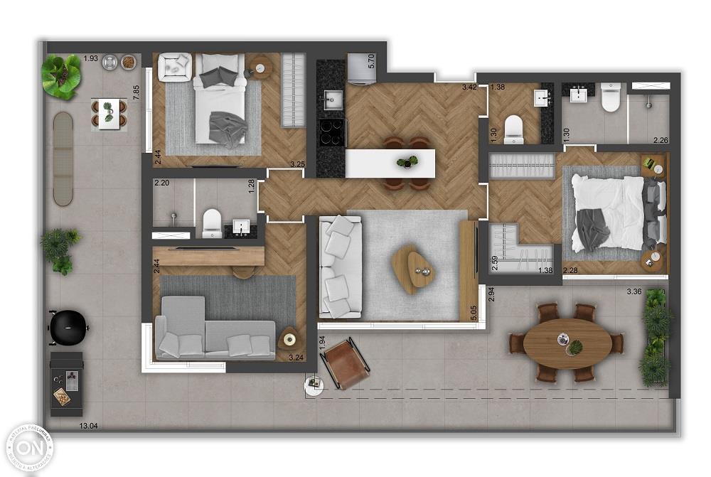 Apartamento à venda com 77m², 3 quartos com vaga - 19