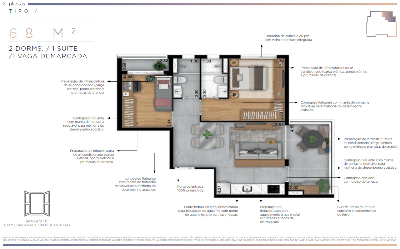 Apartamento à venda com 68m², 2 quartos com vaga - 18