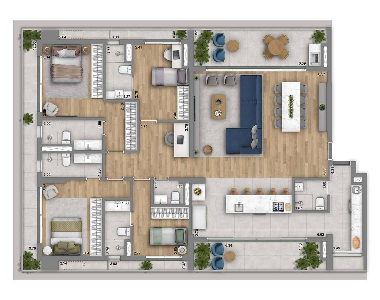 Apartamento à venda com 198m², 4 quartos com vaga - 23