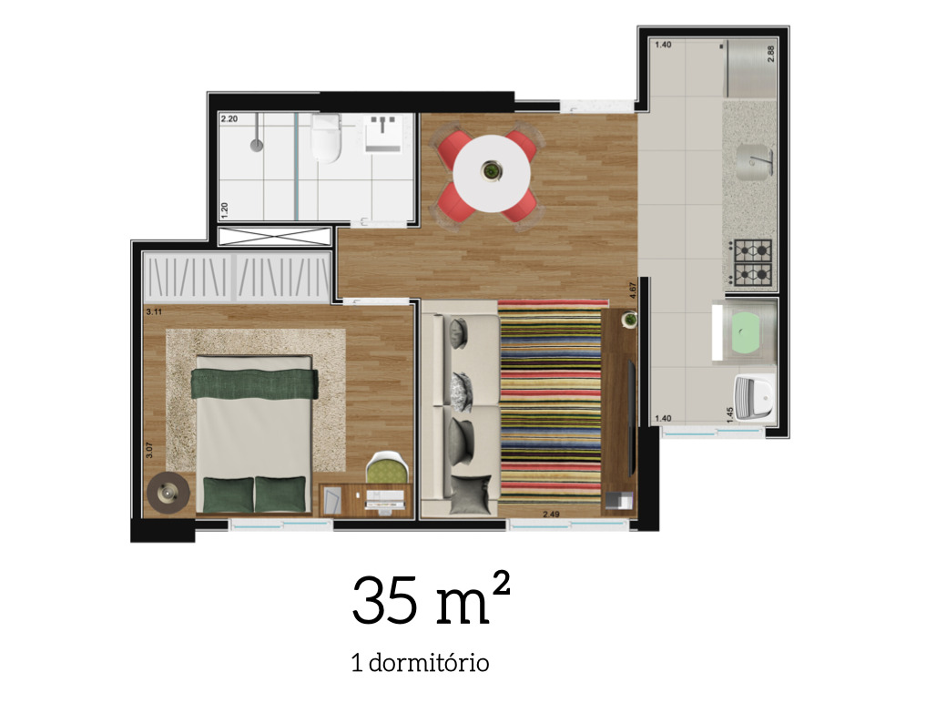 Apartamento à venda com 35m², 1 quarto sem vaga - 8
