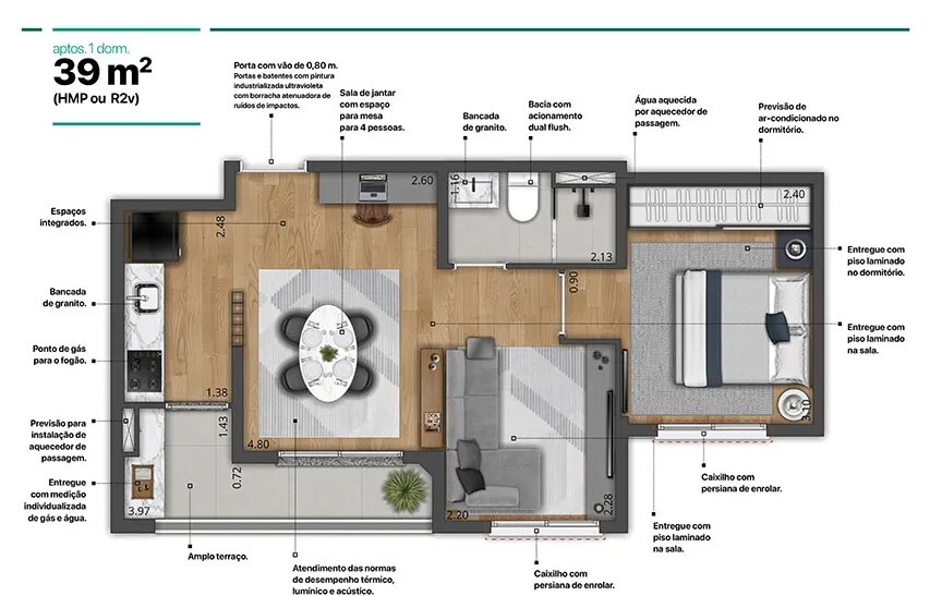 Apartamento à venda com 39m², 1 quarto sem vaga - 17