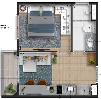 Apartamento à venda com 28m², 1 quarto sem vaga - 19