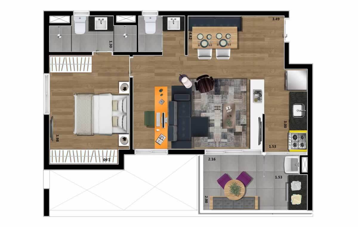 Apartamento à venda com 45m², 1 quarto sem vaga - 26