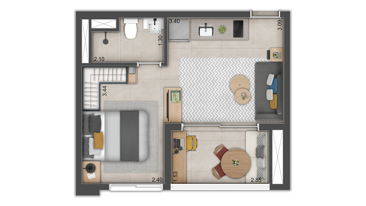 Apartamento à venda com 30m², 1 quarto sem vaga - 20
