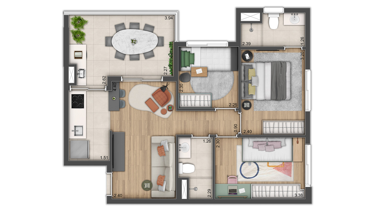 Apartamento à venda com 60m², 3 quartos com vaga - 20