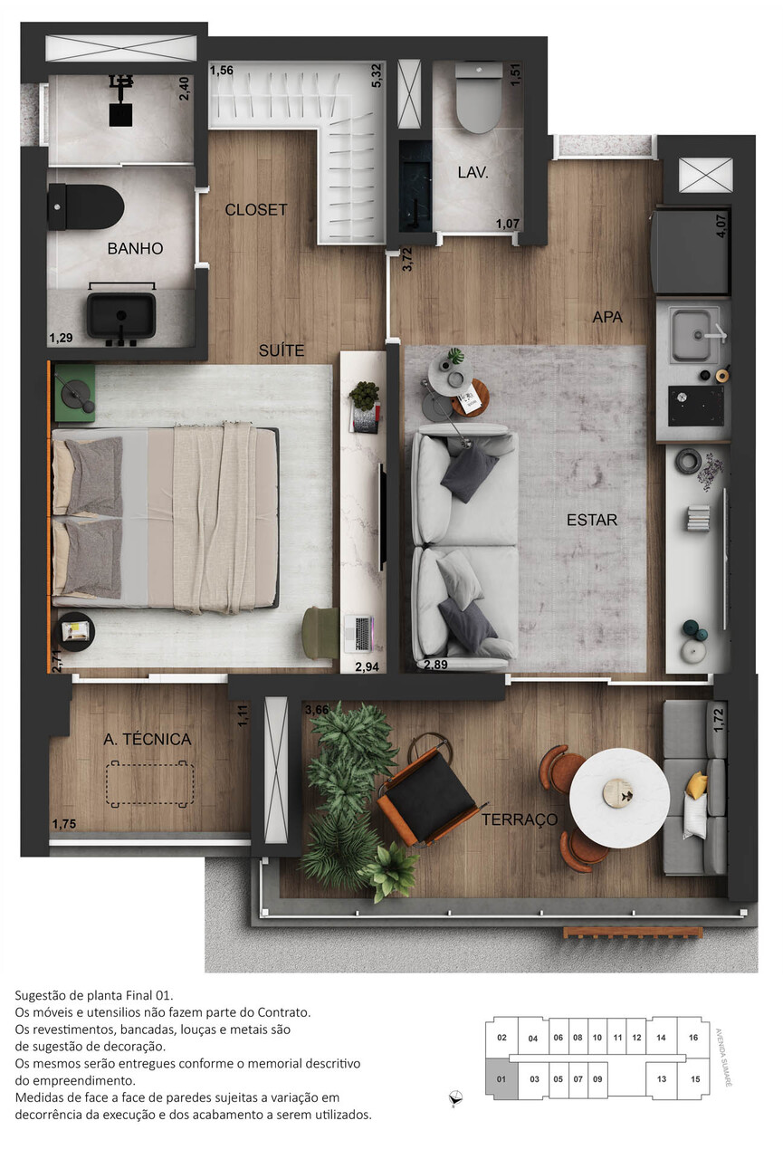 Apartamento à venda com 45m², 1 quarto com vaga - 21
