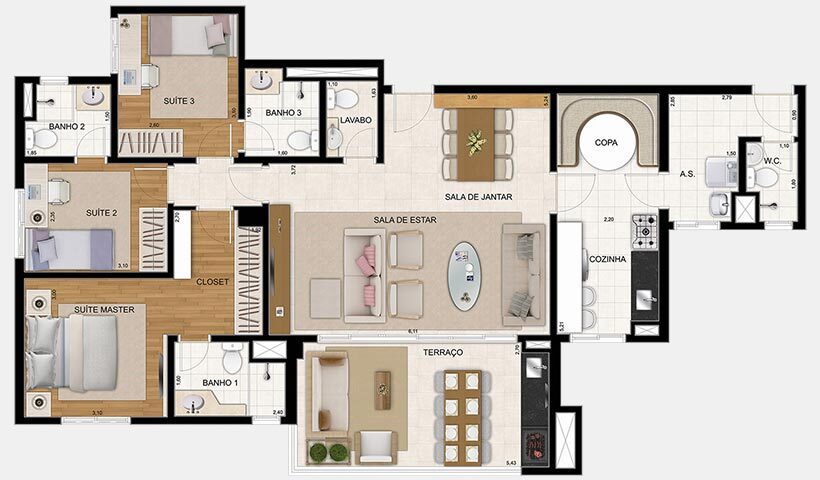 Apartamento à venda com 122m², 3 quartos com vaga - 18