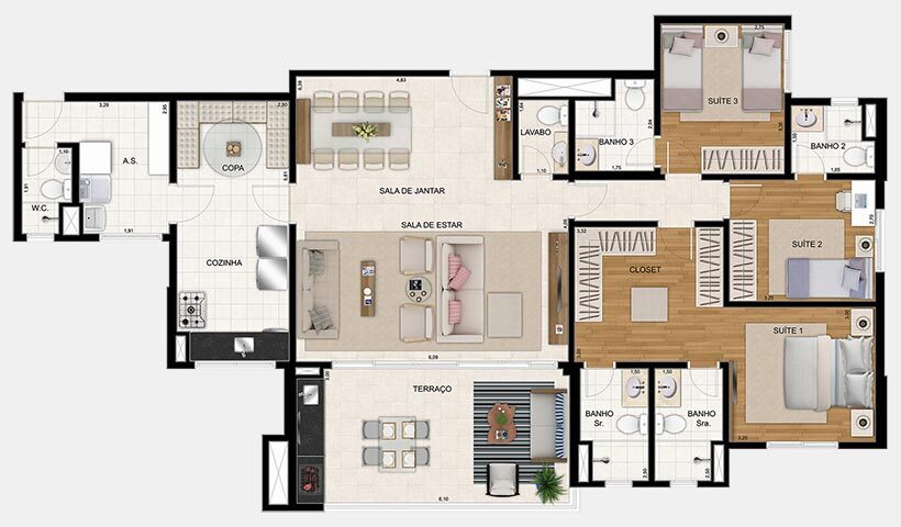 Apartamento à venda com 154m², 3 quartos com vaga - 18