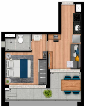 Apartamento à venda com 36m², 1 quarto com vaga - 23