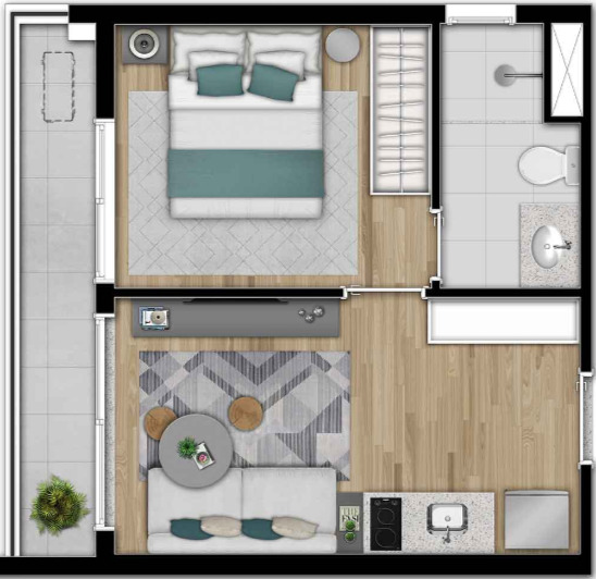 Apartamento à venda com 29m², 1 quarto sem vaga - 15